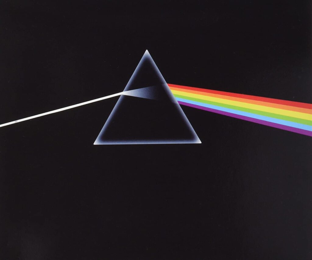 Portada del disco "Dark side of the moon" el 8º álbum de Pink Floyd.