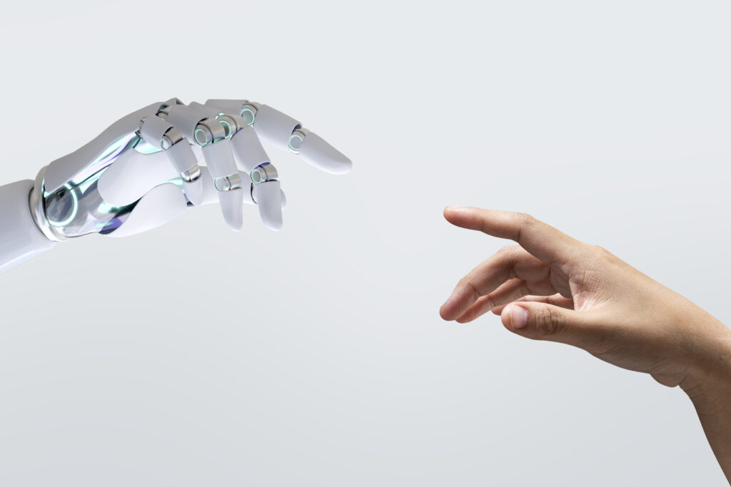 Recreación moderna de la creación de Adán realizada con Inteligencia artificial