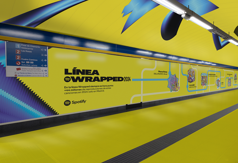 Publicidad de Spotify Wrapped en el metro como ejemplo de campaña exitosa diseñada por una agencia de marketing digital.